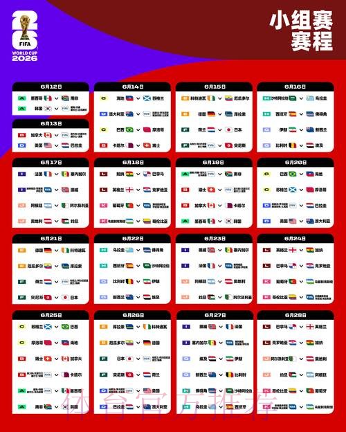 2026世界杯完整比赛日程安排表